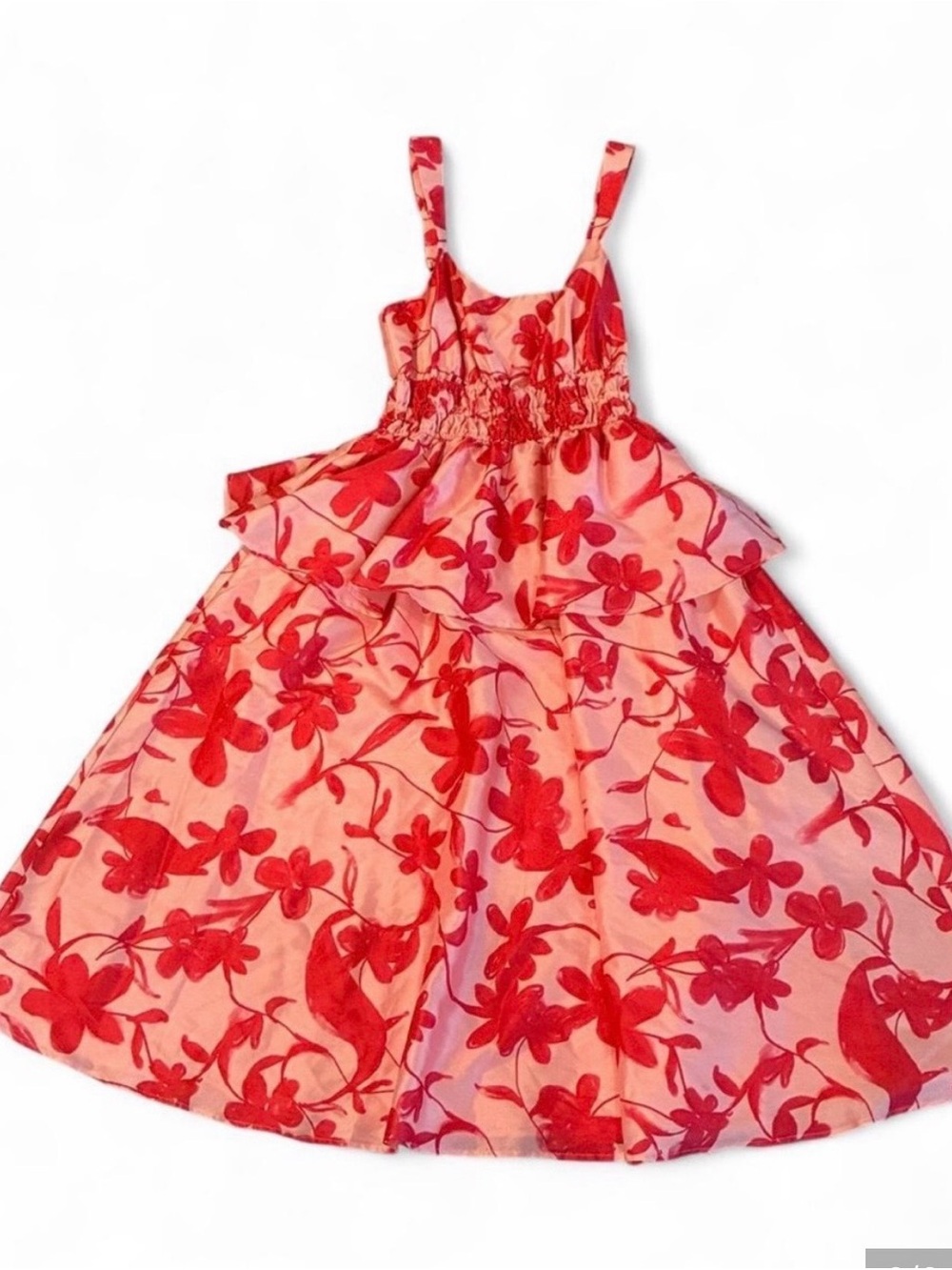 Anthropologie x Hutch Ruched Midi Dress Red Floral M EXCELLENT